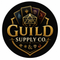 Logo of Guild Supply Co. featuring dice and cards on a black background